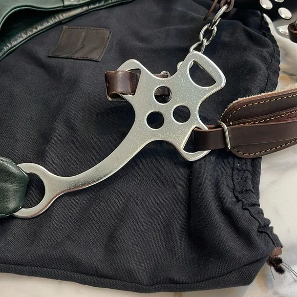 Horse and Nail handbag green silver and brown leather hobo style - Picture 9 of 15